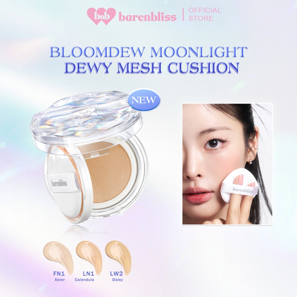 Cushion căng bóng mọng nước barenbliss Bloomdew Moonlight Dewy Mesh Che Phủ Chống Nắng SPF50PA+++15g