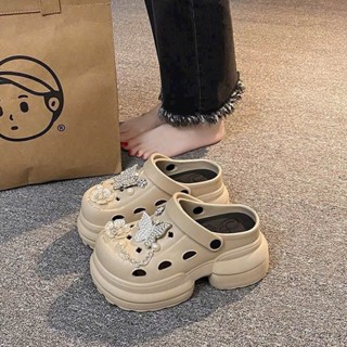 dép sục nữ độn đế 10cm có charm đá sang trọng  (CR5)