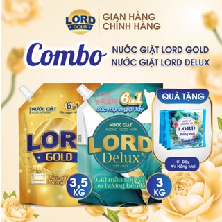Combo 2 Túi Nước Giặt Xả Vải Lord Delux 3kg  và Nước Giặt Lord Gold Túi 3kg Hương Nước Hoa
