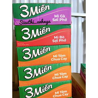  THÙNG 30 GÓI MÌ ba miền GÀ SỢI PHỞ TÔM CHUA CAY BÒ SỢI PHỞ X 65G 