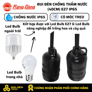 Đui đèn chống nước, chống thấm nước màu đen Rạng Đông chính hãng 40cm 60cm E27 phù hợp mọi LED bulb (Model: E27 IP65)