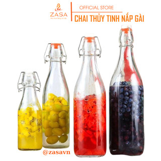 [Combo từ 3 chai] Chai Thủy Tinh Nắp Gài 500ml/1000ml - Đựng Mật Ong, Kombucha, Nước ép  – Zasavn