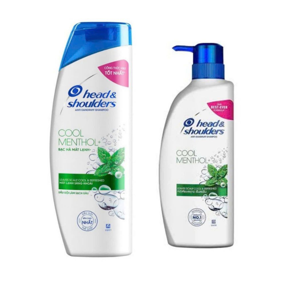 HÀNG CHUẨN 2 CHAI-DẦU GỘI HEAD & SHOULDERS BẠC HÀ MÁT RƯỢI 370ML HEAD & SHOULDERS COOL MINT SHAMPOO