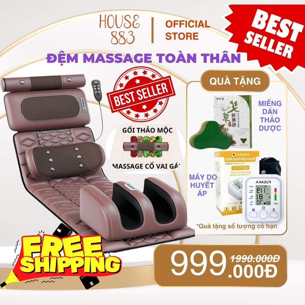 Nệm Toàn Thân, Ghế Massage Lưng, Hông,Cổ,Vai,Gáy, Gối Massage Hồng Ngoại Đệm Cao Cấp Chính Hãng Bảo Hành 2 Năm.