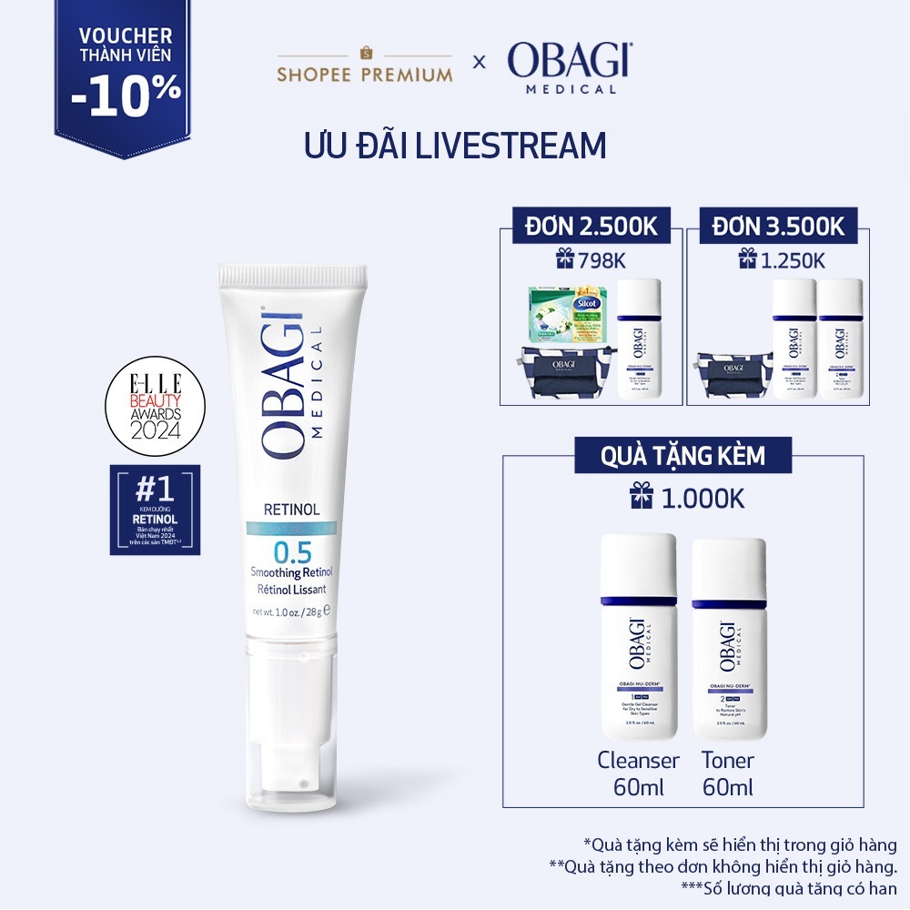 [KOL] [Phiên bản mới] Kem Chống Lão Hóa & Tái Tạo Da Obagi 360 Retinol 0.5 28g.