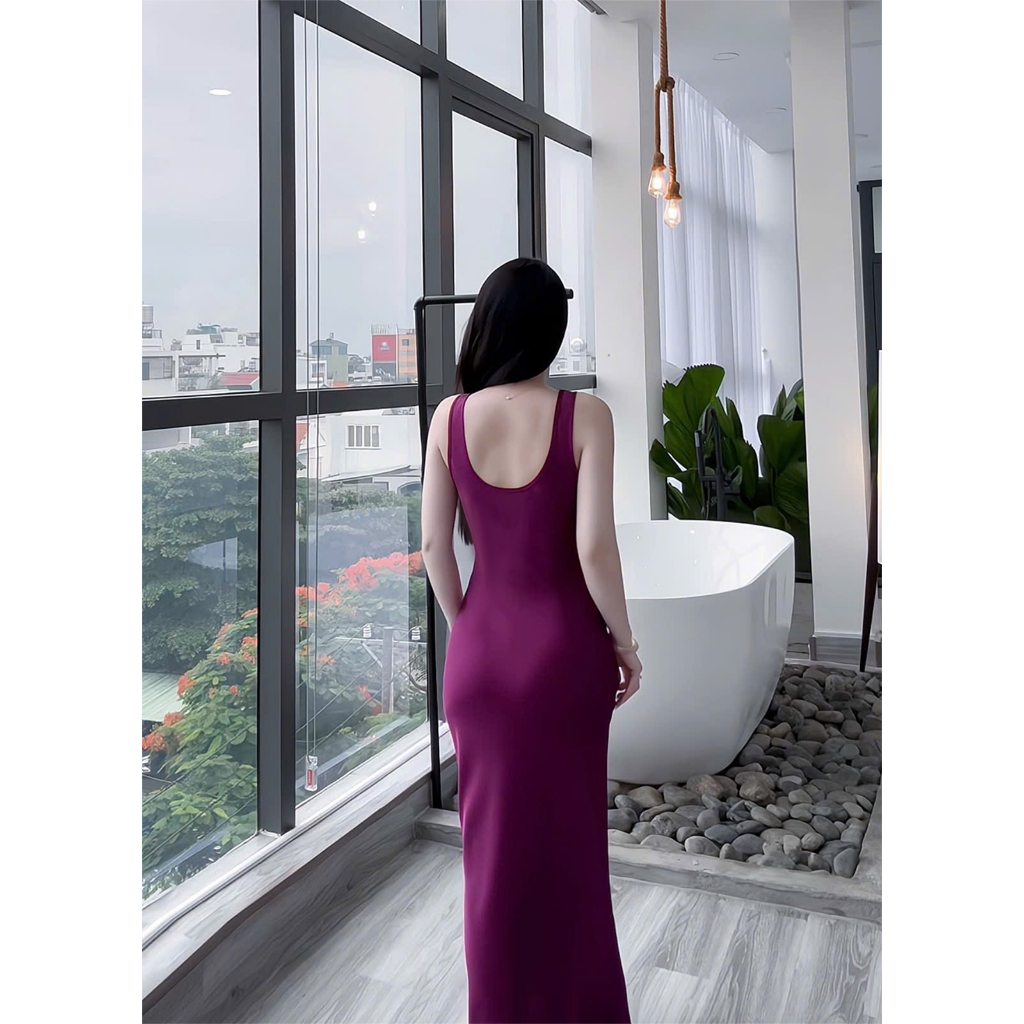 Đầm Lụa Cổ U Dây Mảnh Form Dài,Váy Lụa Hàn Châu 1 Lớp Không Mút,Không Dây Kéo Tôn Dáng | BigBuy360 - bigbuy360.vn