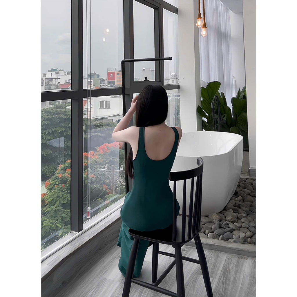 Đầm Lụa Cổ U Dây Mảnh Form Dài,Váy Lụa Hàn Châu 1 Lớp Không Mút,Không Dây Kéo Tôn Dáng | BigBuy360 - bigbuy360.vn