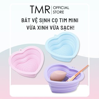 Bát Vệ Sinh Cọ Trang Điểm Mini TMR Silicone Hình Tim Gập Gọn, Rửa Cọ Nhanh Sạch