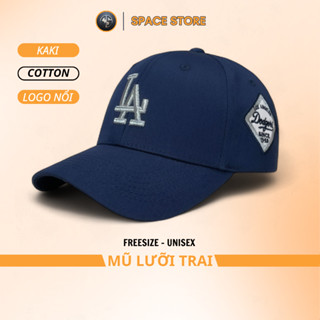 Nón mũ lưỡi trai LA màu xanh than logo bạc cao cấp full hộp dành cho nam và nữ free size