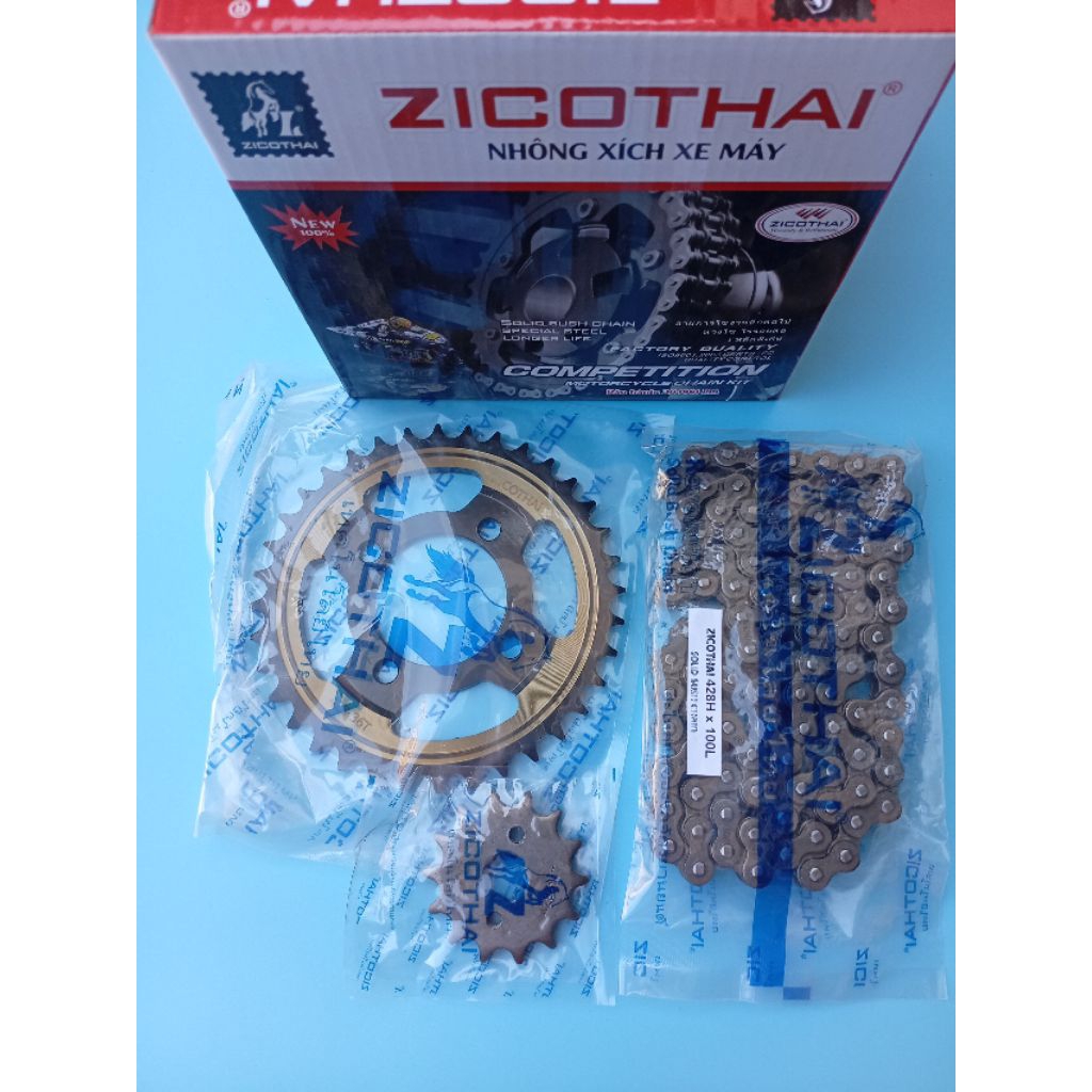 bộ nhông sên nhông xích 10 li Dream Wave nhỏ Wave Zx hộp đỏ BH 30k km Zico Thái