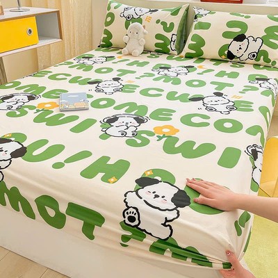 Bộ ga gối 3 món cotton poly bọc chun dành cho nệm dưới 10cm - 1 ga + 2 vỏ gối nd24