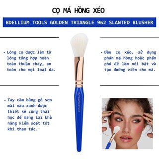 Cọ má hồng Bdellium Tools Golden Triangle 962 Slanted Blusher làm nổi bật gò má và các đường nét trên mặt