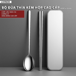  Bộ Muỗng Đũa INOX 316 CAO CẤP LIVINOX Bộ Đũa Thìa Kèm Hộp Và Túi Treo Tiện Lợi Bộ Đũa Muỗng Mang Đi Làm Văn Phòng 