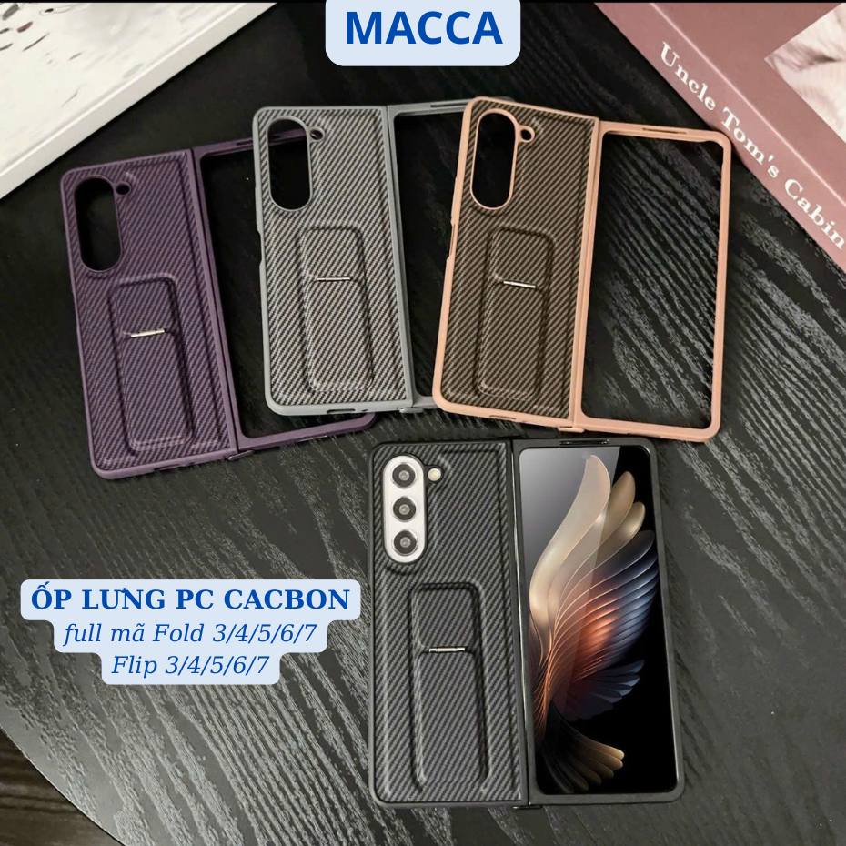Ốp Lưng PC Carbon Samsung Z Fold 3/4/5/6/7 & Z Flip 3/4/5/6/7 – Từ Tính / Chống Lưng – 3 Màu