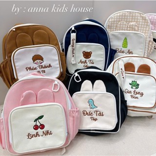 Balo tai thỏ thêu tên cho bé theo yêu cầu