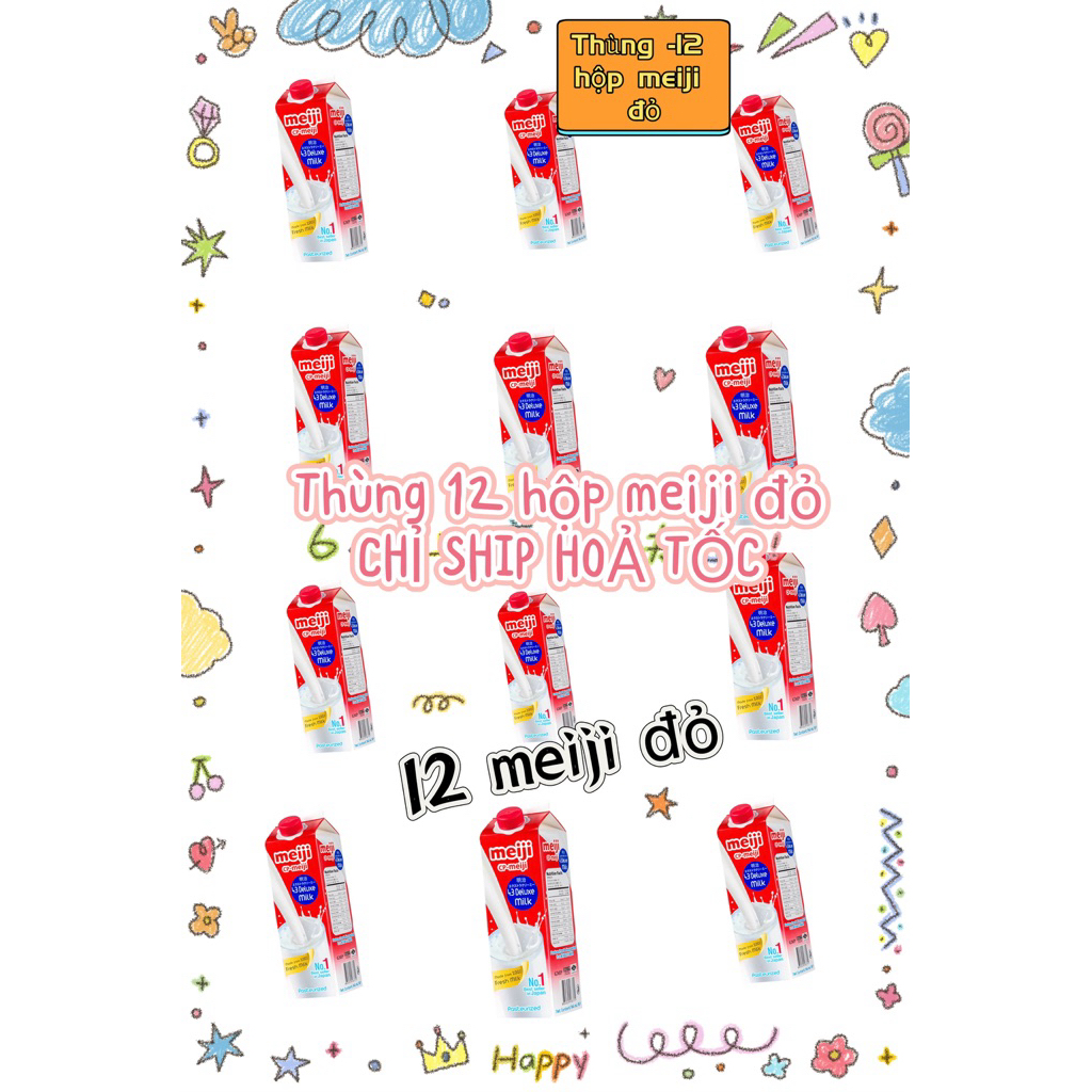 12 Hộp - sữa tươi thanh trùng Meiji đỏ (12 hộp)