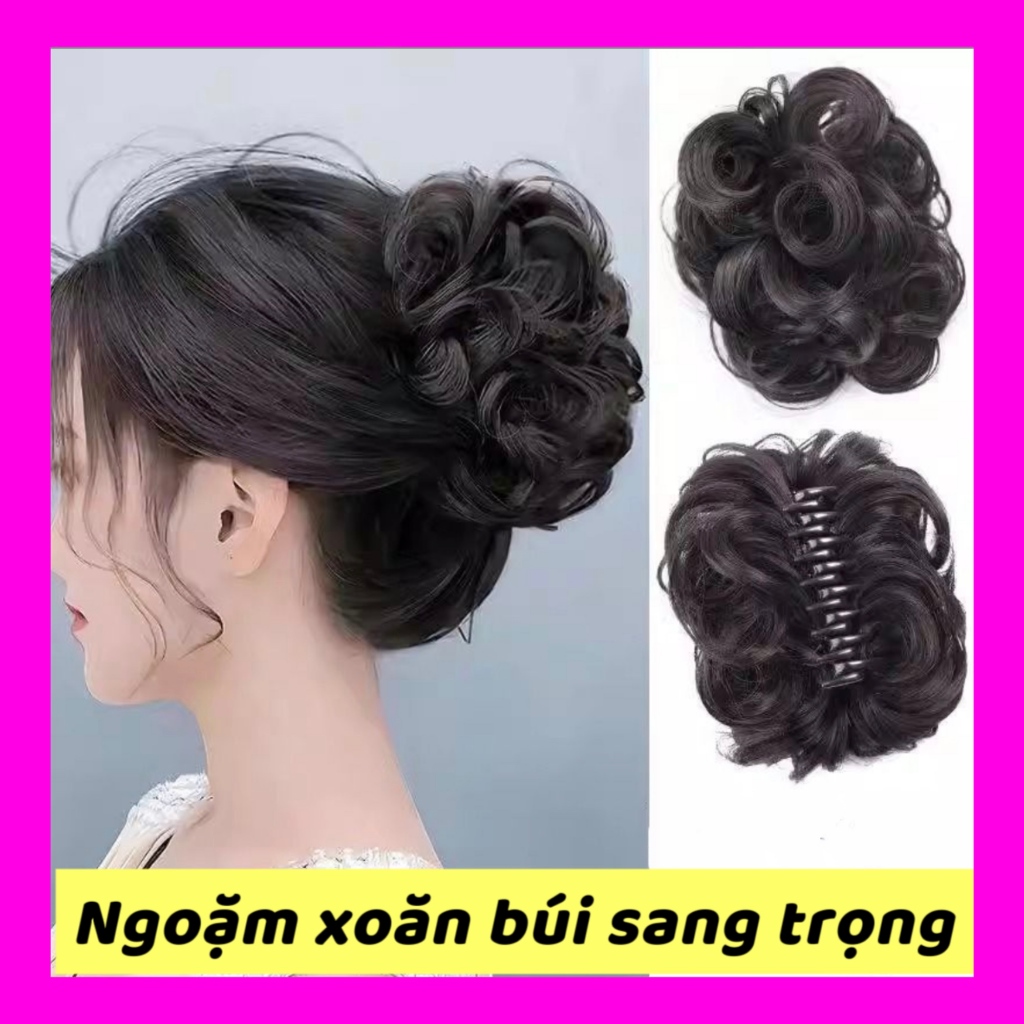 (HOẢ TỐC) Búi tóc giả ngoặm xoăn duyên dáng