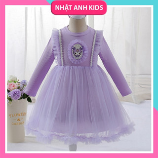   Váy Đầm Công Chúa Dài Tay Bé Gái hoạ tiết Kuromi & Melody Dễ Thương - hàng Quảng Châu Cao Cấp  