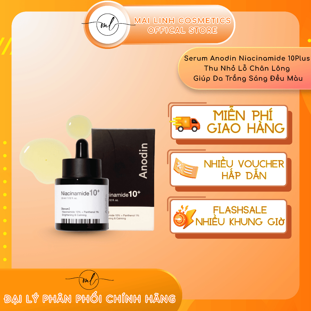 [SERUM] Serum Anodin Niacinamide 10Plus  Thu Nhỏ Lỗ Chân Lông  Giúp Da Trắng Sáng Đều Màu