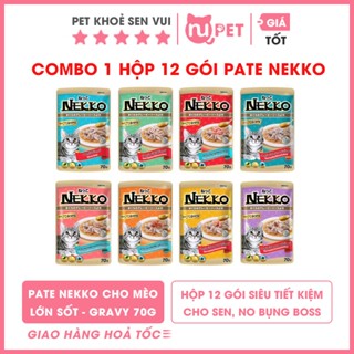 Combo 12 gói pate Nekko MÈO LỚN GRAVY dạng sốt cho mèo | Mỗi ngày 1 vị, không lo mèo ngán