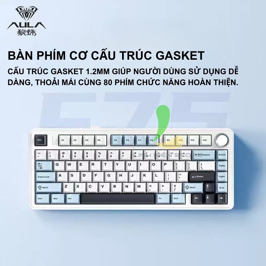 Bàn Phím Cơ HOSAN AULA F75 Kết Nối 3 Chế Độ Và Trang Bị Núm Xoay Tiện Lợi | BigBuy360 - bigbuy360.vn