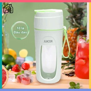 Máy xay sinh tố mini cầm tay đa năng 8 lưỡi, sạc pin tích điện 3000mAh, công suất 50W dạng cốc xay được đá bi 340ml