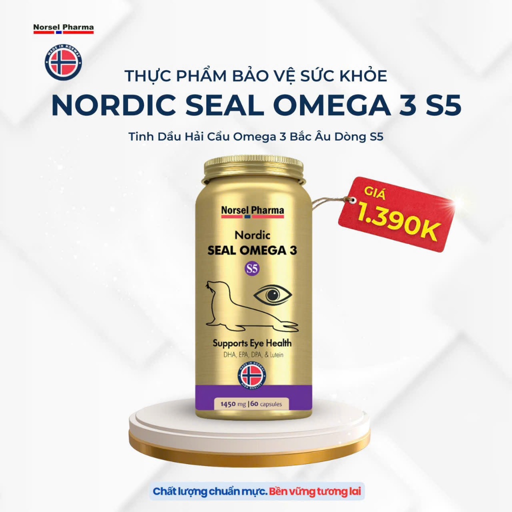 NORDIC SEAL OMEGA 3 S5 - DẦU HẢI CẨU BẮC ÂU OMEGA 3 S5