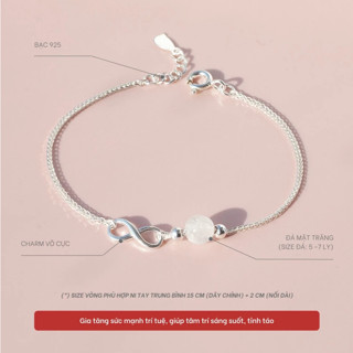 Lắc tay bạc nữ vô cực Laura Jewelry Vòng 925 mix đá phong thuỷ tinh tế dễ thương Đá Tròn Vô Cực, Vòng Tay Quà Tặng 551