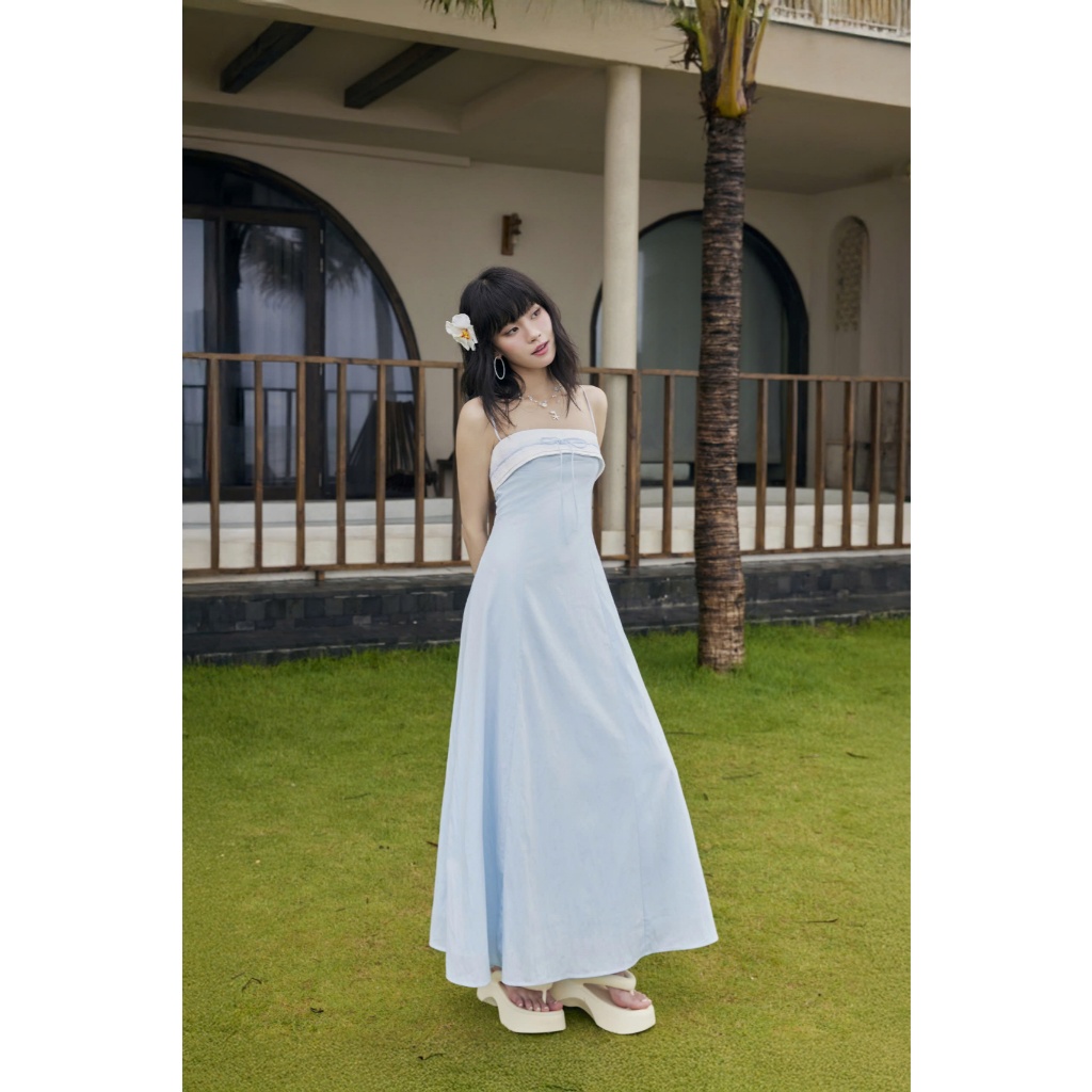  Đầm Maxi Nữ Dáng Dài Thắt Nơ Màu Pastel Mùa Hè | MEOMI DRESS | SECODEE 