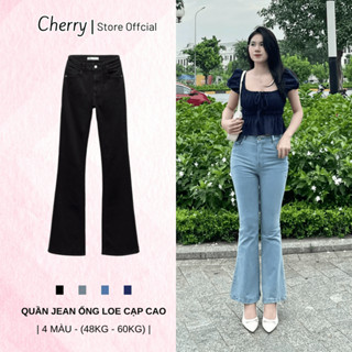 Quần Jean Ống Loe Nữ CHERRY Vải Bò Có Co Giãn Tốt Mặc Đẹp Tôn Dáng T023