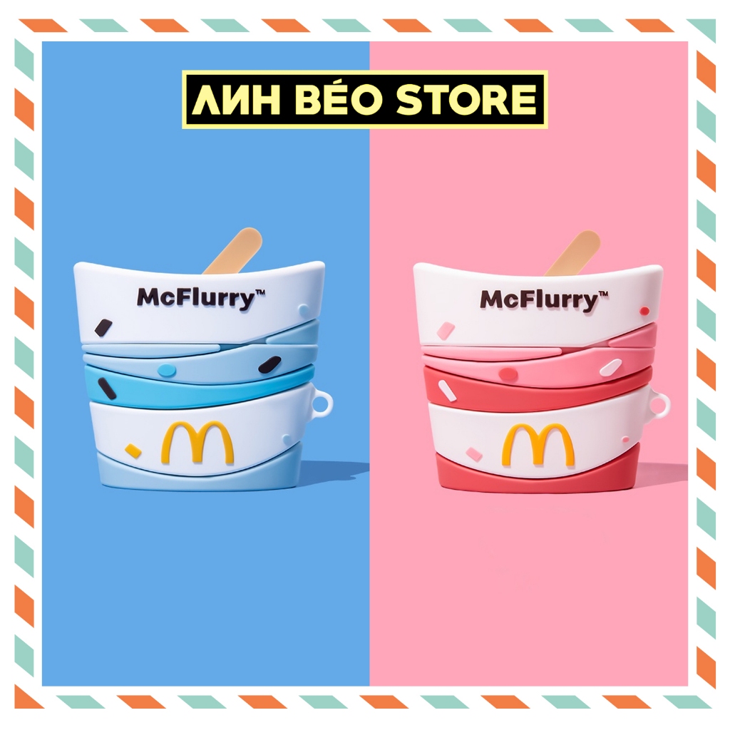 Vỏ Ốp Airpod 2 3 Pro Pro 2 Ly Kem MC Flurry kèm móc khóa, Case Airpods MC Flurry Silicon