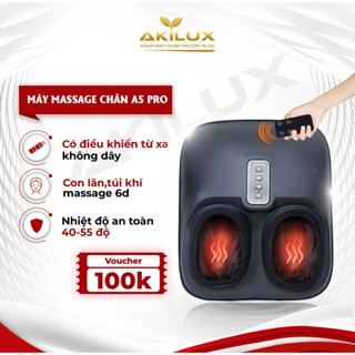 Máy massage chân chính hãng Akilux A5 pro có điều khiển từ xa,con lăn túi khí xoa bóp bấm huyệt bàn chân 6D