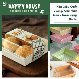 50 Hộp Giấy Kraft Vuông Đựng Bánh Bông Lan Trứng Muối, Crepe Pudding, Bánh Mì, Bánh Ngọt, Thực Phẩm