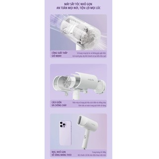 Máy sấy tóc ion âm miLife A1P 800w với ánh sáng xanh bảo vệ tóc- Máy sấy tóc simple H100 - H101