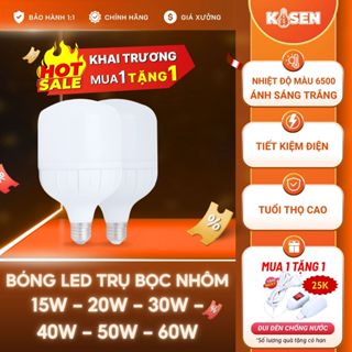   TẶNG ĐUI ĐÈN  Bóng Đèn LED Trụ Bọc Nhôm Cao Cấp   Nhựa 15w 20w 30w 40w 50w 60w Tiết Kiệm Điện 