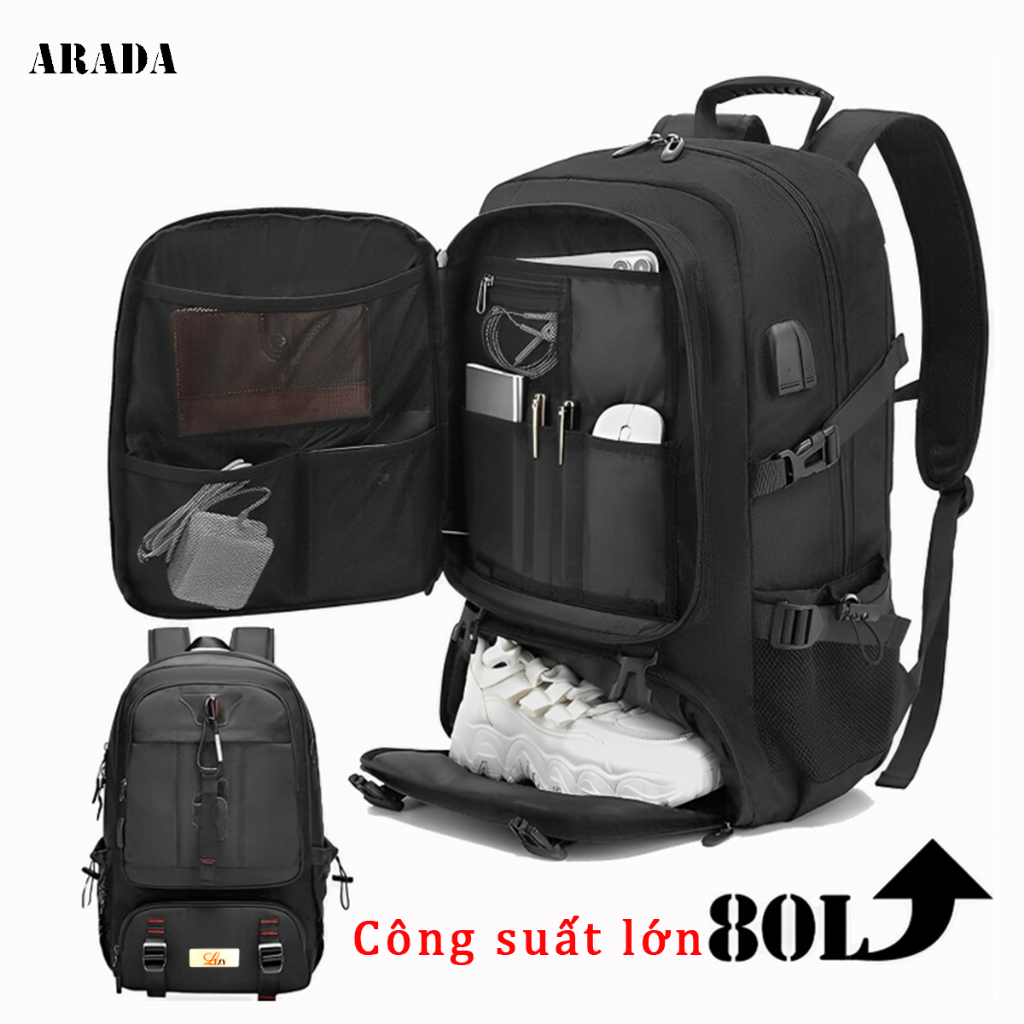 ARADA 50L80L du lịch ba lô công suất lớn không thấm nước ngoài trời đi bộ ba lô