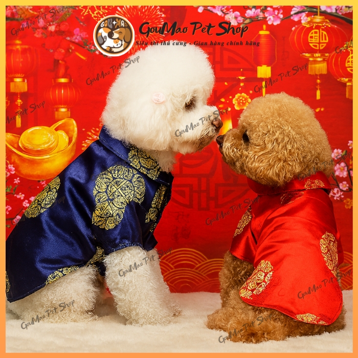 áo dài tết chất liệu gấm dành cho chó mèo - thương hiệu Goumao GM15