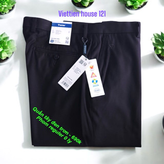 quần tây nam việt tiến màu đen- xanh đen trơn reguler ống xuông chính hãng