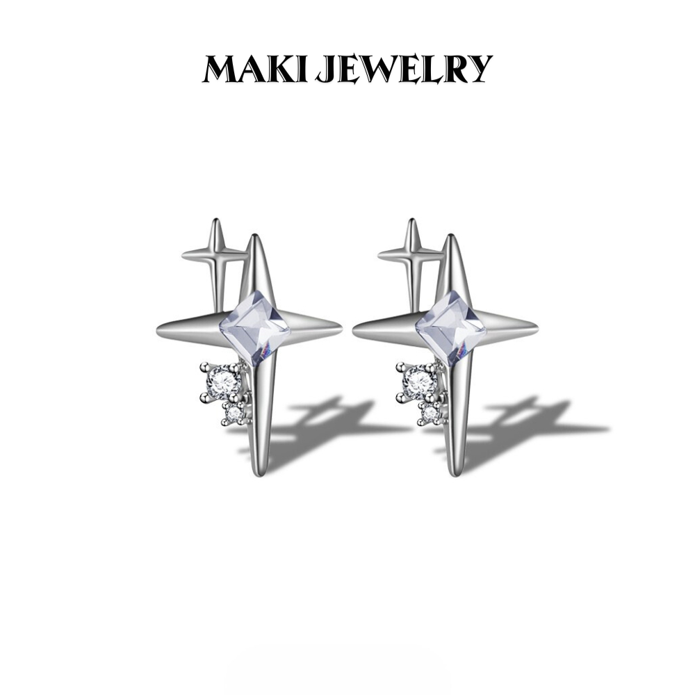 Bông Tai Titan Ngôi Sao Đính Đá Zircon – Khuyên Tai Y2K Lấp Lánh Unisex Cá Tính Phong Cách Hàn Quốc Gen Z Maki Jewely
