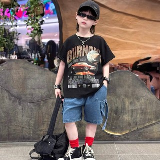  |Tiến Yến Kids|Set đồ bé trai  Streetwear– áo thun in xe cá tính + quần short jean túi hộp |12–45kg| 