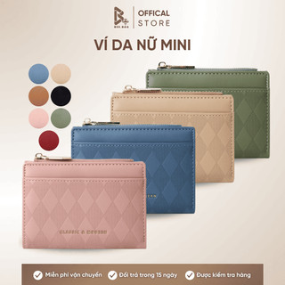 Ví Nữ Mini BEEBAG Vân Caro Sang Trọng Cầm Tay Nhỏ Gọn Classic & Modern, Da PU Cao Cấp Có Khóa Kéo