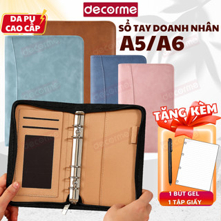 Sổ tay doanh nhân có khóa kéo Decorme sổ tay nhật ký A5 A6 sổ bìa da sổ quà tặng sang trọng
