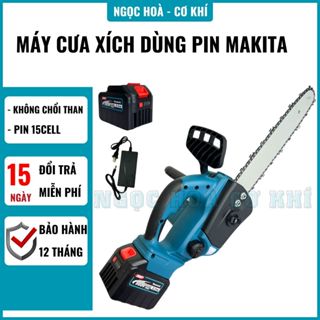 Máy cưa xích dùng pin máy cưa gỗ cầm tay MAKITA 199V KHÔNG CHỔI THAN pin 15cell bảo hành 12 tháng