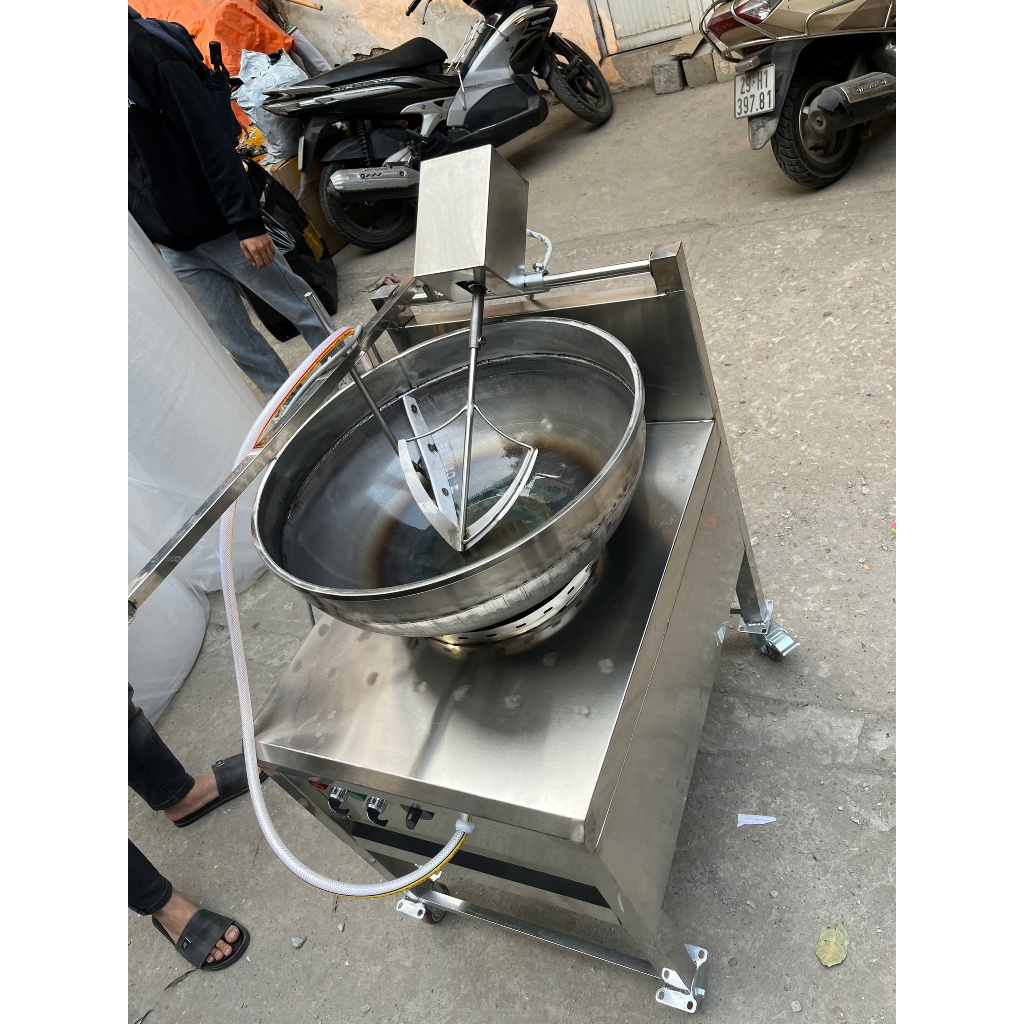 Máy rang cơm tự động, máy chiên cơm công nghiệp, Chảo 55cm năng suất 10-15 xuất/mẻ