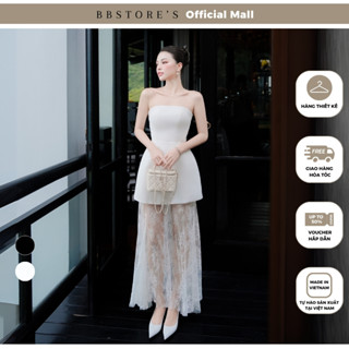 [BBSTORE'S] Đầm Cúp Ngực Tiệc Dài Phối Tùng Ren Kim Sa (có mút ngực) - D4509A