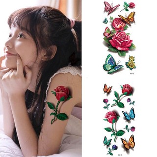 Hình xăm dán hoa hồng sáp 3d 10x6cm, 10x20cm- mua 10 tặng 2 tấm đồng size