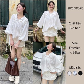 Áo Sơ Mi Over Size Tay Bồng Cổ Bẻ A3111 Susstore Thời Trang Nữ Bigsize