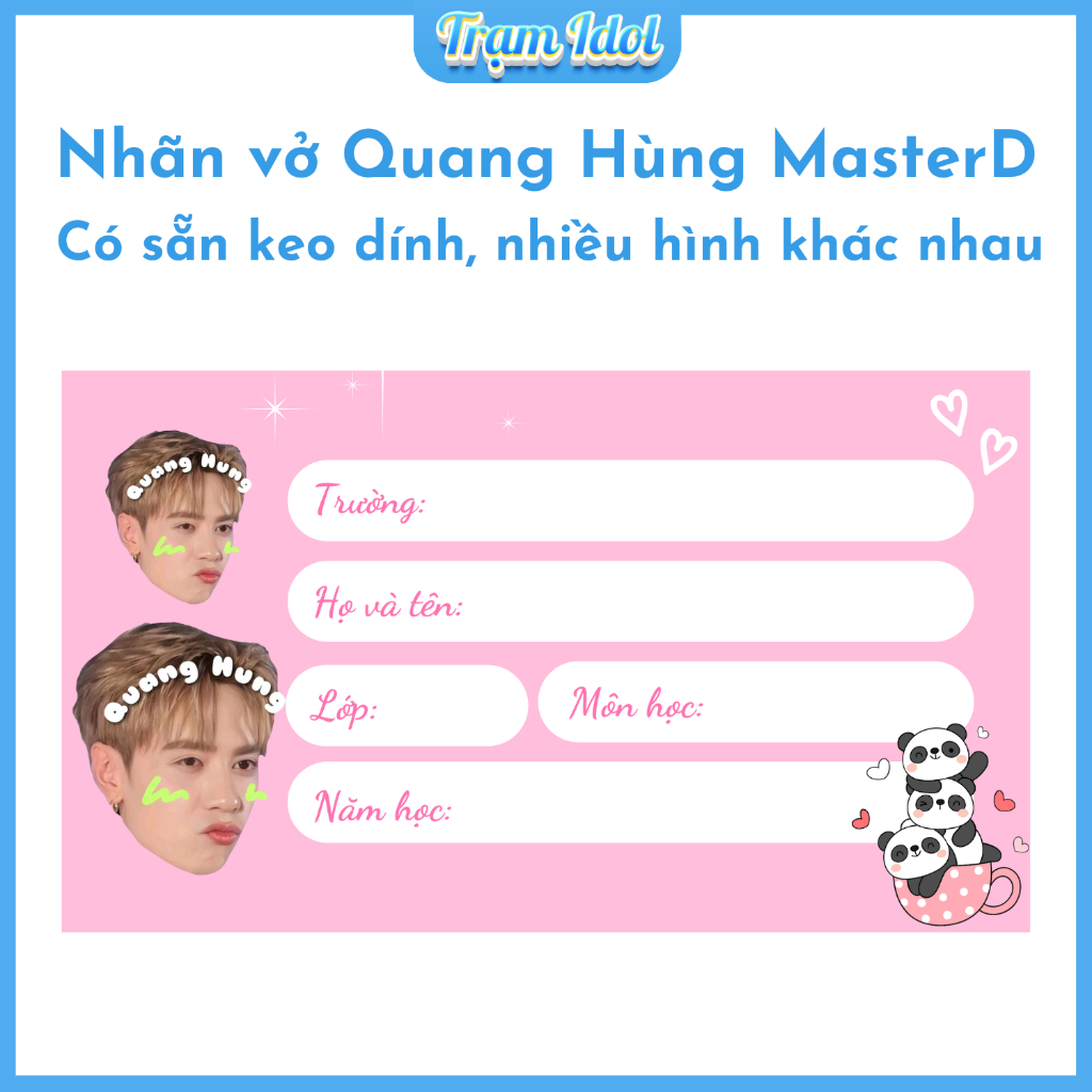 Set nhãn vở Quang Hùng MasterD hài hước, nhãn vở Quang Hùng MasterD cute nhiều hình khác nhau từ Trạ