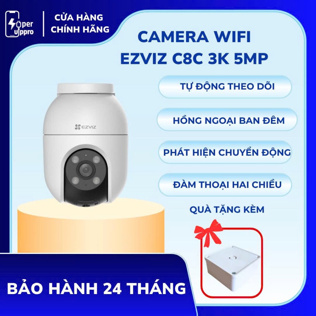 Camera WiFi EZVIZ C8C 3K 5MP, Có Màu, Quay Quét Thông Minh, Hàng Chính Hãng