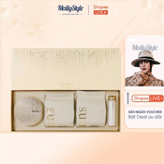 H98_ Set Phấn Nước Chống Nắng Sum 37 Losec Summa Golden Cushion 01 + Lipstick